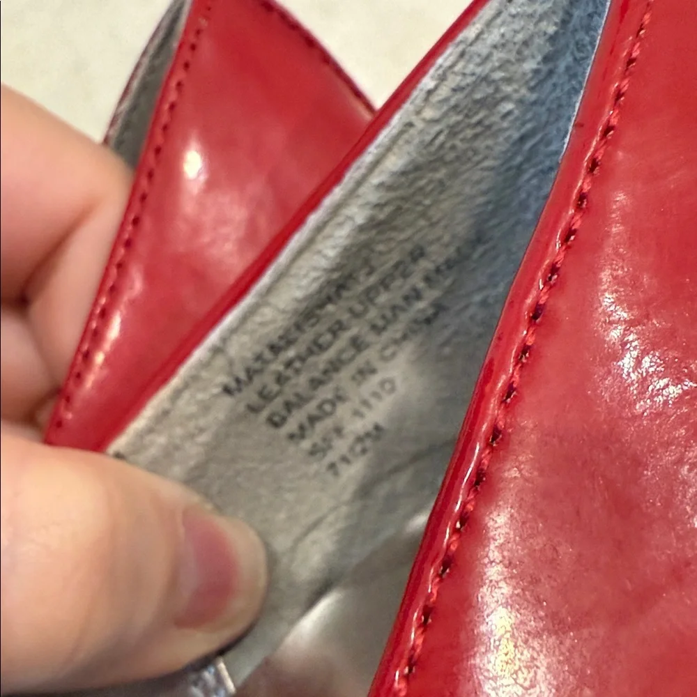 Anne Klein Red Patent Leather Buckle Pumps | Square Toe - Picture 9 of 9